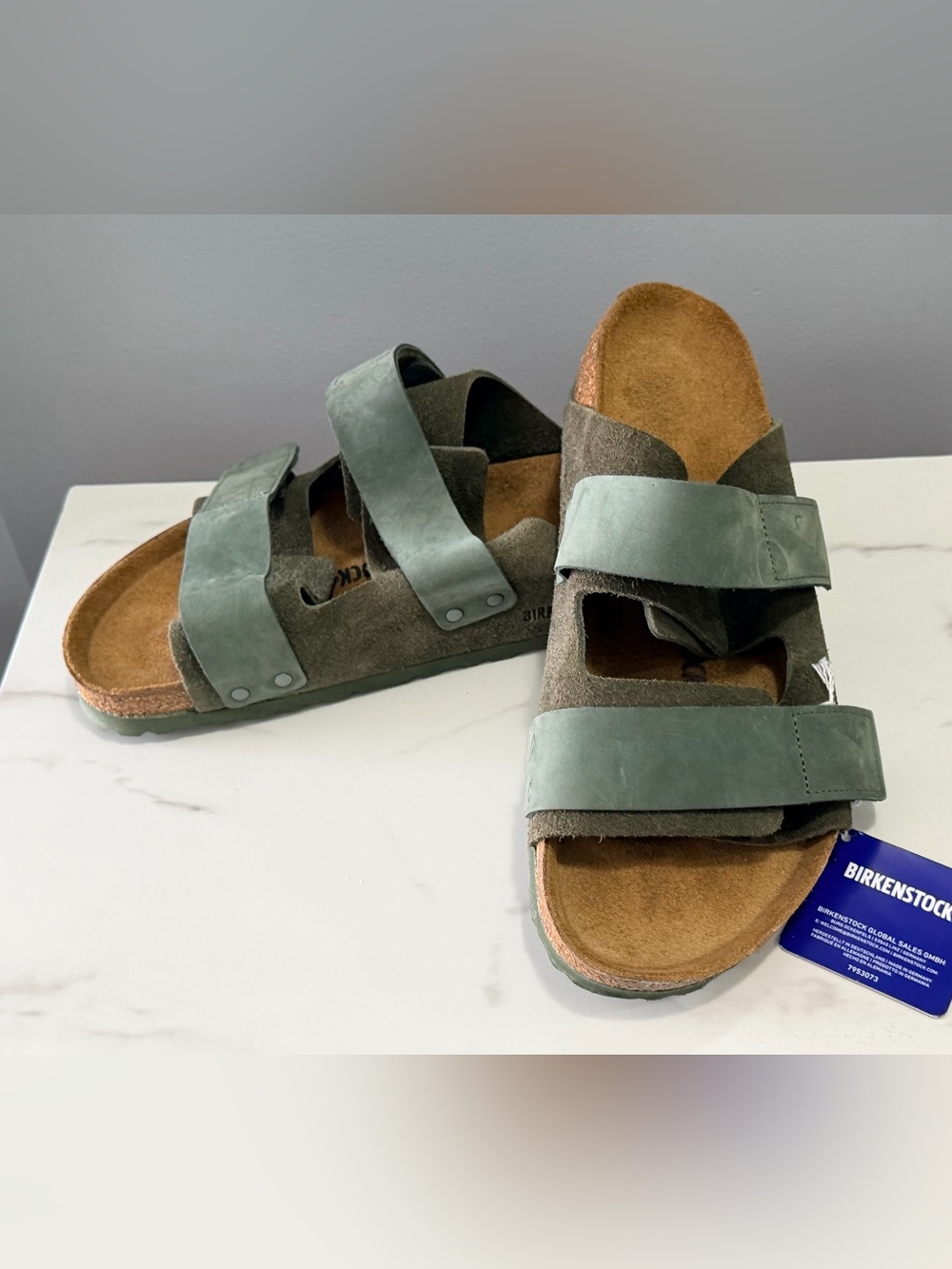 Birkenstock Green Suede Double-Strap Sandals